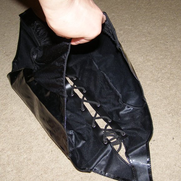 🔥 NEW (Vintage) Allure Leather Black Vinyl Halter Teddy XL 8-10 - Picture 5 of 12
